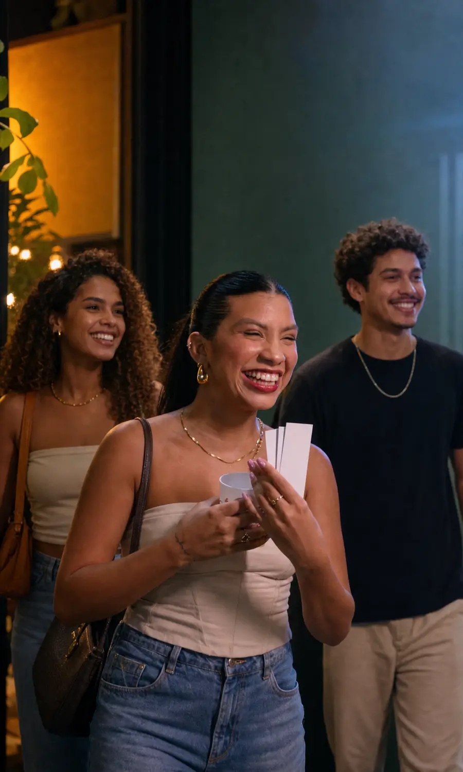 Grupo de amigos chegando a um evento